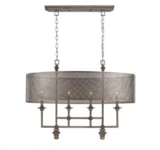 Savoy House 1 4301 4 242 Chandelier with Metal Mesh Shades, Aged Steel Finish    