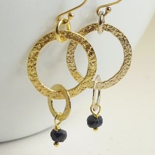 22 k gold plated sapphire hoop earrings by begolden