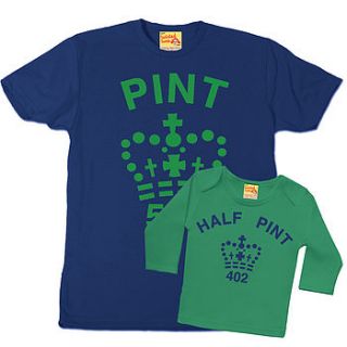 pint and half pint t shirts blue / green by twisted twee
