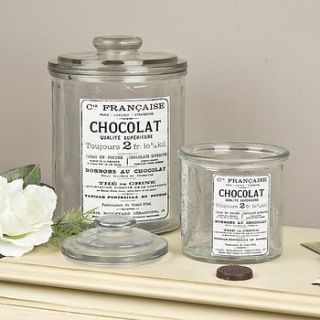 french chocolat glass jar set by dibor
