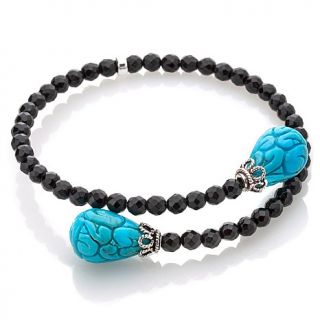 Sally C Treasures Black Agate and Turquoise Bypass Bracelet