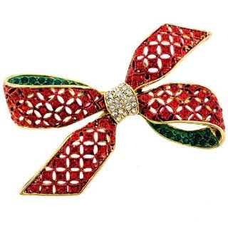 Christmas Bow Corsage Brooch Pin Fantasyard Jewelry