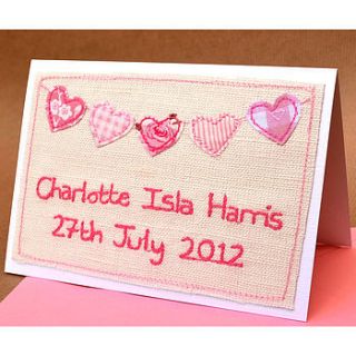 bunting personalised new baby girl card by jenny arnott cards & gifts