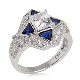 Xavier 2.48ct Absolute™ and Created Sapphire Sterling Silver "Shield" Rin