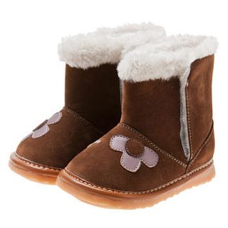girl's brown velvet suede squeaky boots edie by my little boots
