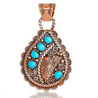 Chaco Canyon Southwest Turquoise, Copper and Sterling Silver "Leaf" P