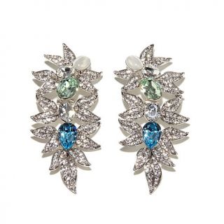 Roberto by RFM "Lirica" Green and Blue Stone Clear Crystal Silvertone Floral Ea
