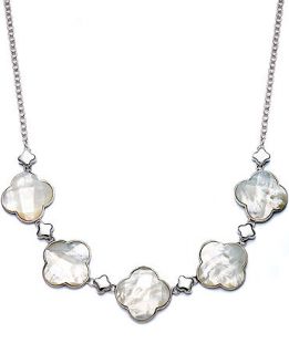 Sterling Silver Necklace, Mother of Pearl Clover Frontal Necklace   Necklaces   Jewelry & Watches