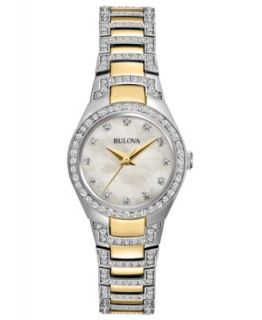 Bulova Womens Diamond Accent Two Tone Stainless Steel Bracelet Watch 28mm 98R166   Watches   Jewelry & Watches