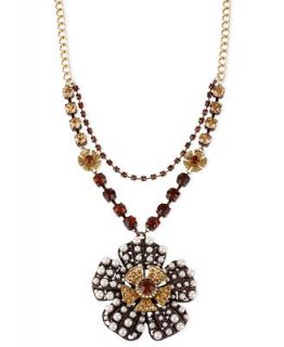 Betsey Johnson Gold Tone Large Flower Pendant Necklace   Fashion Jewelry   Jewelry & Watches