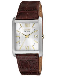 Citizen Mens Eco Drive Brown Leather Strap Watch 35x31mm BM6789 02A   Watches   Jewelry & Watches