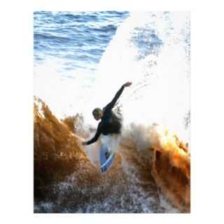 Success and joy surfer at wave letterhead design