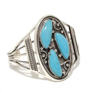Chaco Canyon Southwest Oval Turquoise Sterling Silver Cuff Bracelet