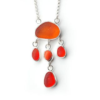 orange sea glass fringe pendant by tania covo