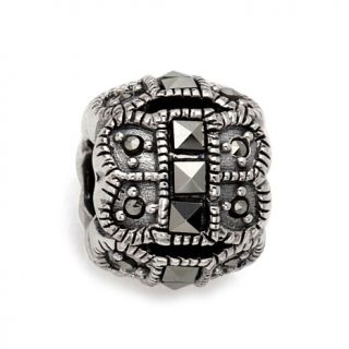 Sterling Silver 4 Sided Marcasite Bead Charm