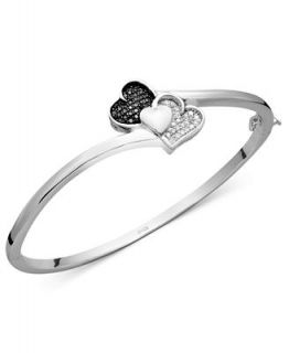 Treasured Hearts Diamond Bracelet, Sterling Silver Black and White Diamond Heart Bangle (1/3 ct. t.w.)   Bracelets   Jewelry & Watches