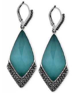 Judith Jack Sterling Silver Mint Glass (24 ct. t.w.) and Marcasite (1 ct. t.w.) Drop Earrings   Fashion Jewelry   Jewelry & Watches