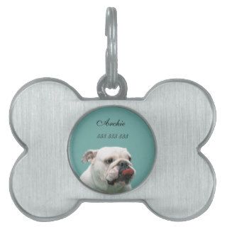 Bulldog dog custom name & phone no. pet dog id tag pet tags