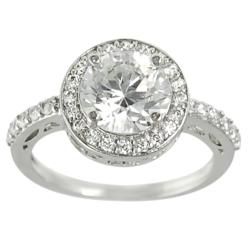 Journee Collection Rhodium plated Round Cubic Zirconia Engagement style Ring Journee Collection Cubic Zirconia Rings
