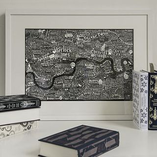 literary london map art print by run for the hills