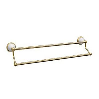 Gatco Franciscan Double Towel Bar, 24in   Polished Brass