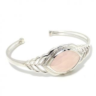 Himalayan Gems™ Chalcedony "Feather" Sterling Silver Cuff Bracelet