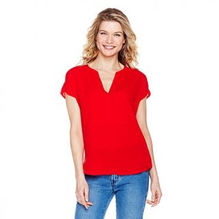 Two by Vince Camuto Red Mixed Media Henley Top