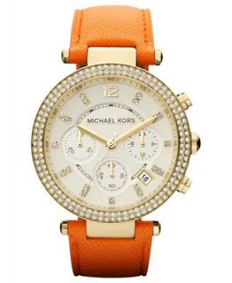 Michael Kors Womens Chronograph Parker Orange Leather Strap Watch 39mm MK2279   Watches   Jewelry & Watches