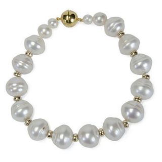 baroque pearl and 14ct gold bead bracelet by tisan jewellery