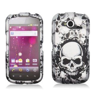 Aimo Wireless PNP9070PCLMT237 Durable Rubberized Image Case for Pantech Burst P9070   Retail Packaging   White Skulls Cell Phones & Accessories