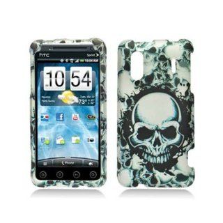 Aimo Wireless HTCKINGDOMPCLMT237 Durable Rubberized Image Case for HTC EVO Design 4G/Hero S   Retail Packaging   White Skulls Cell Phones & Accessories