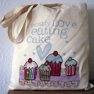 'i mostly love eating cake' organic cotton shopper bag  by alice palace