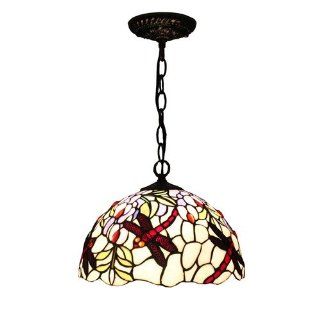 Tiffany Style Chandeliers Lighting Handcrafted Victorian Stained Glass Lights Spiral Dragonfly Tiffany Hanging Lamp in Wrought Iron Antique Bronze   Floor Lamps  