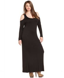 Soprano Plus Size Long Sleeve Cutout Maxi Dress   Dresses   Plus Sizes