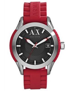 AX Armani Exchange Watch, Mens Red Silicone Strap 46mm AX1227   Watches   Jewelry & Watches