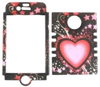 Cell Armor IPHONE4G RSNAP TE235 Rocker Snap On Case for iPhone 4/4S   Retail Packaging   Pink Heart and Stars on Black Cell Phones & Accessories