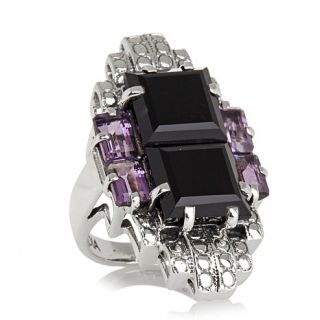 Nicky Butler 9.90ct Amethyst and Onyx Sterling Silver "Art Deco" Ring