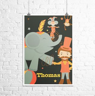 personalised circus print with name by paperpaper