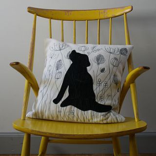 embroidered cushion   dog or cat by snapdragon