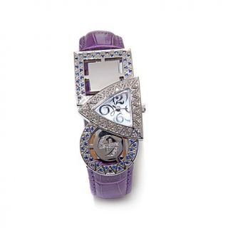 Swisstek Equilibre Collection 0.96ct Diamond and Gemstone Dial Leather Strap Sw