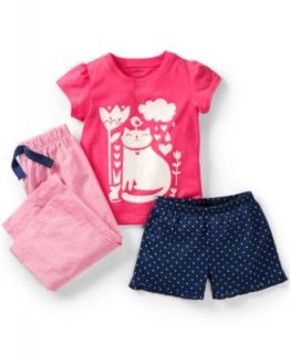 Carters Baby Girls 3 Piece Shirt, Shorts & Pants Pajama Set   Kids
