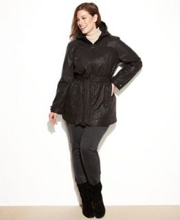 Calvin Klein Plus Size Coat, Embossed Belted Raincoat   Coats   Women