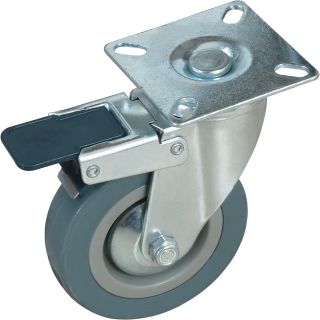 Nonmarking Gray Caster — 8in., Swivel, with Lock/Brake, Gray  300   499 Lbs.