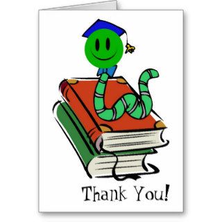 Bookworm Green Smiley Thank You Card