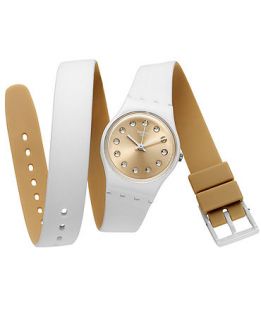 Swatch Womens Swiss Mon Etoile White Double Wrap Silicone Strap Watch 25mm LW142   Watches   Jewelry & Watches