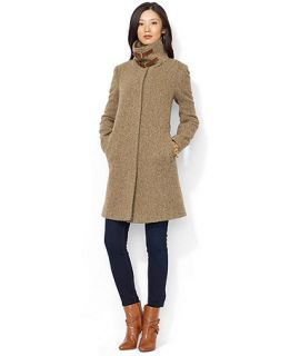 Lauren Ralph Lauren Leather Detail Wool Blend Coat   Coats   Women