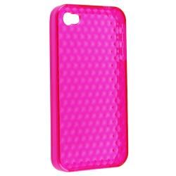 Clear Hot Pink Mid Diamond TPU Rubber Skin Case for Apple iPhone 4/ 4S Eforcity Cases & Holders