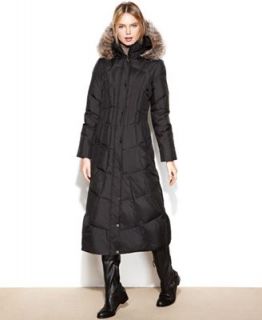 London Fog Coat, Hooded Faux Fur Trim Maxi Puffer   Coats   Women