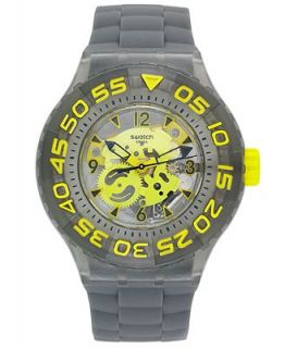 Swatch Watch, Unisex Swiss Cuttlefish Gray Silicone Strap 44mm SUUM100   Watches   Jewelry & Watches