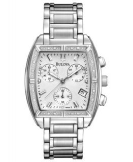 Bulova Womens Diamond Accent Chronograph Stainless Steel Bracelet Watch 29mm 96R000   Watches   Jewelry & Watches